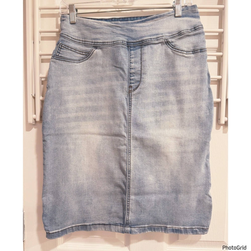 Main Street Exchange Soft Denim Skirt Stretch Vacation Western Rodeo